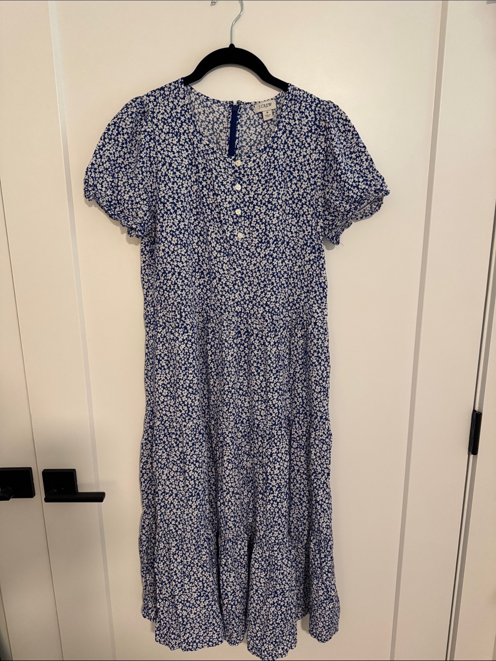 J. Crew Blue Floral Midi Dress